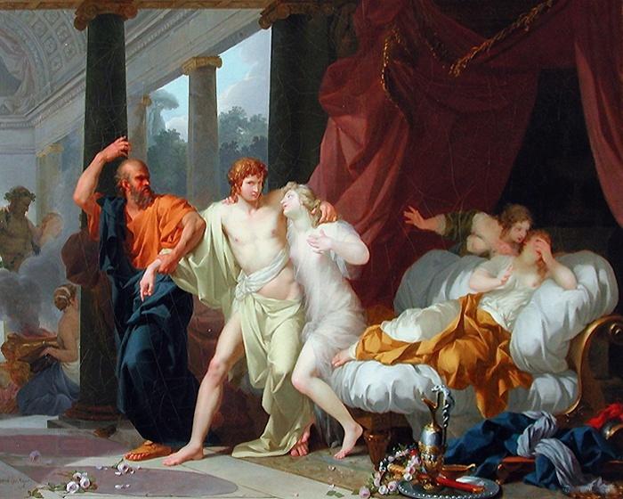 Baron Jean-Baptiste Regnault Socrate arrachant Alcibiade du sein de la Volupte oil painting picture